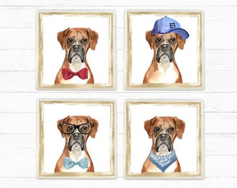 Boxer Dog Vintage Style Fridge Magnet or Print