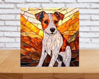 Jack Russell Wall Art, Jack Russell Art, Jack Russell Sign, Jack Russell Decor, Jack Russell Gift, Faux Stained-Glass Jack Russell Art