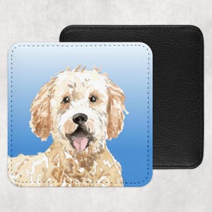 Goldendoodle Coaster, Premium Leatherette Dog Coasters, Doodle Drink Coasters, Dog Lover Gift, Goldendoodle Decor, Goldendoodle Gift