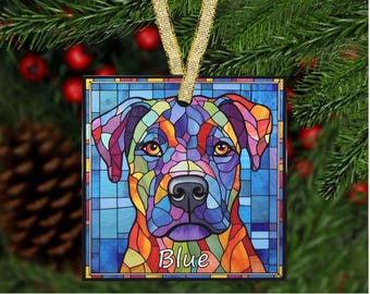 Pitbull Glass Ornament, Personalized Pitbull Ornament, Personalized Pitbull Christmas Ornament, Pitbull Personalized Ornament