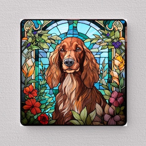 Irish Setter Wall Art, Irish Setter Sign, Irish Setter Home Decor, Irish Setter Gift, Irish Setter Art, Faux Stained-Glass Art