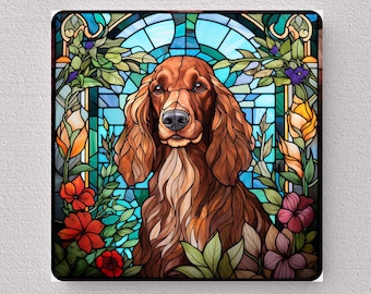 Irish Setter Wall Art, Irish Setter Sign, Irish Setter Home Decor, Irish Setter Gift, Irish Setter Art, Faux Stained-Glass Art