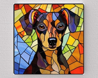 Miniature Pinscher Wall Art, Miniature Pinscher Art, Miniature Pinscher Sign, Miniature Pinscher Decor, Min Pin Gift, Faux Stained-Glass Art