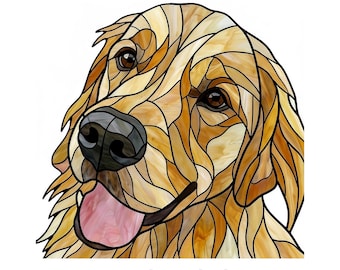 Custom Pet Portrait from Photo, Faux Stained Glass Dog or Cat Art, Personalized Pet Artwork, 2 Background Options, Pet Memorial Gift
