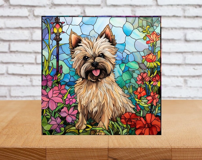 Cairn Terrier Wall Art, Cairn Terrier Decorative Art, Cairn Terrier Sign, Cairn Terrier Decor, Cairn Terrier Gift, Faux Stained-Glass Art