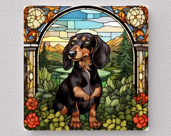 Dachshund Wall Art, Dachshund Sign, Dachshund Home Decor, Dachshund Gift, Dachshund Art, Faux Stained-Glass Art