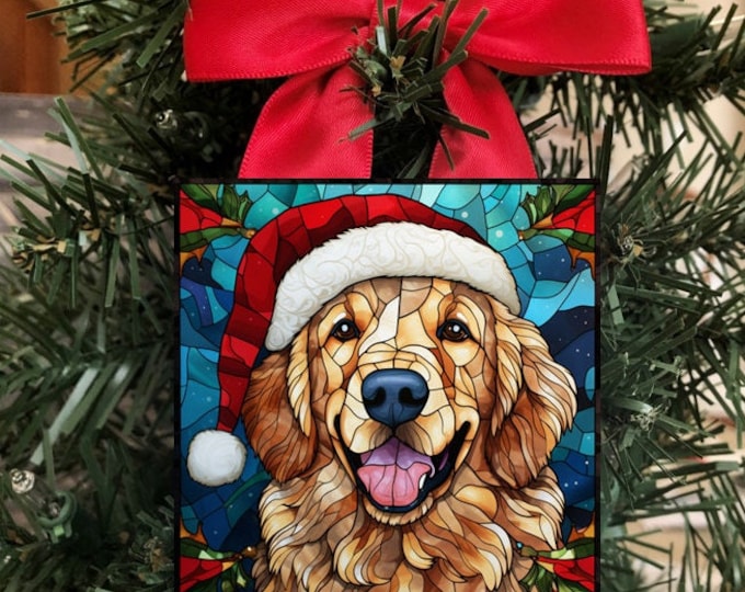 Golden Retriever Ornament, Retriever Ornament, Golden Retriever Christmas Ornament, Golden Retriever Holiday Ornament