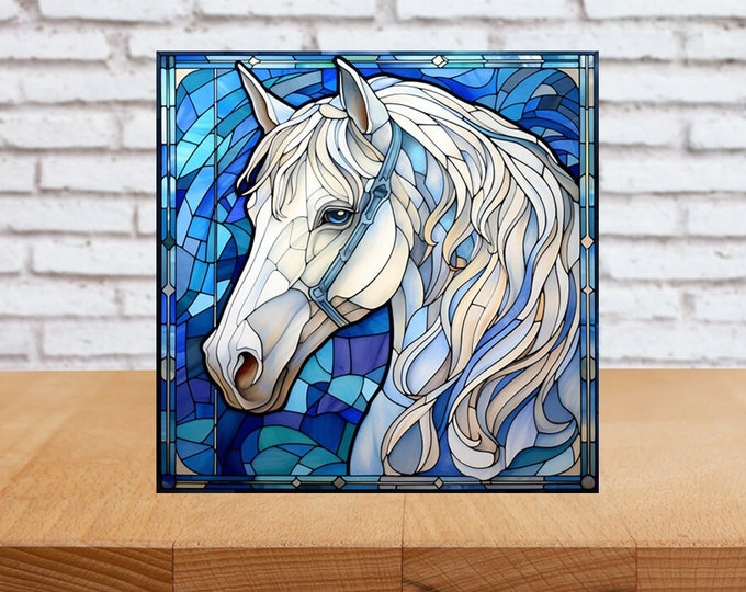 Horse Wall Art, Horse Decorative Wood Art, Horse Sign, Horse Home Decor, Horse Gift, Faux Stained-Glass Art