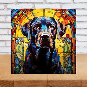 Black Lab Wall Art, Black Lab Wood Sign, Black Lab Sign, Black Lab Home Decor, Black Lab Gift, Black Lab Gift, Faux Stained-Glass Lab Art