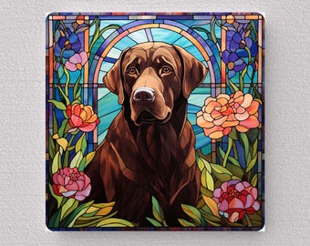 Chocolate Lab Wall Art, Chocolate Lab Sign, Chocolate Lab Home Decor, Chocolate Lab Gift, Chocolate Lab Art, Faux Stained-Glass Art