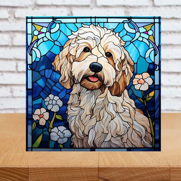 Labradoodle Wall Art, Labradoodle Wood Sign, Labradoodle Home Decor, Labradoodle Gift, Labradoodle Owner Gift, Faux Stained-Glass Art