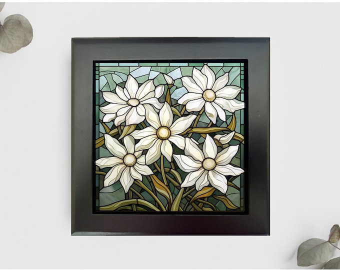 Daisies Jewelry or Keepsake Box, Floral Memory Box, Floral Decorative Box, Floral Gift, Floral Home Decor