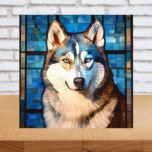 Siberian Husky Wall Art, Siberian Husky Wood Sign, Husky Sign, Siberian Husky Home Decor, Siberian Husky Gift, Faux Stained-Glass Dog Art