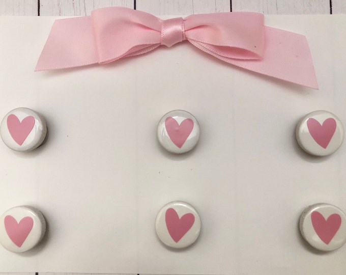 6  Heart Magnets, Magnets, Heart Refrigerator Magnets, Valentine's Day Gift, Heart Party Flavors