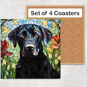 Black Lab Coasters, Black Labrador Coaster Set, Black Lab Coaster Gift, Black Labrador Drink Coasters, Black Lab Owner Gift
