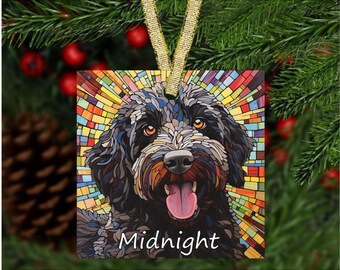 Labradoodle Glass Ornament, Personalized Labradoodle Ornament, Labradoodle Christmas Ornament, Labradoodle Personalized Ornament