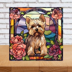 Yorkie Wall Art, Yorkie Wood Sign, Yorkie Sign, Yorkie Home Decor, Yorkie Gift, Faux Stained-Glass Yorkie Art