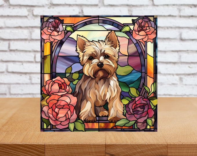 Yorkie Wall Art, Yorkie Wood Sign, Yorkie Sign, Yorkie Home Decor, Yorkie Gift, Faux Stained-Glass Yorkie Art