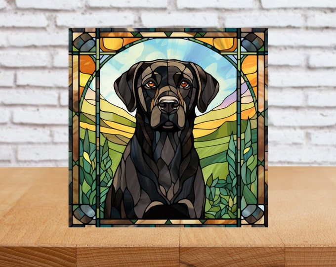 Black Lab Wall Art, Black Lab Wood Sign, Black Lab Sign, Black Lab Home Decor, Black Lab Gift, Black Lab Gift, Faux Stained-Glass Lab Art