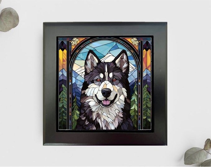 Alaskan Malamute Jewelry or Keepsake Box, Malamute Photo Memory Box, Malamute Decorative Box, Pet Loss Gift, Alaskan Malamute Gift