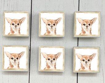 Chihuahua Marble Dog Magnets, 6-12 Chihuahua Magnets, Chihuahua Refrigerator Magnets, Chihuahua Gift, Chihuahua Dog Magnets