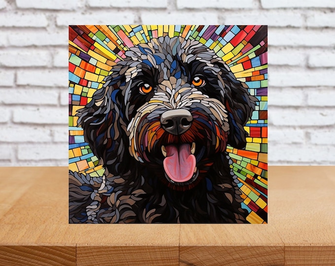 Labradoodle Wall Art, Labradoodle Wood Sign, Labradoodle Home Decor, Labradoodle Gift, Labradoodle Owner Gift, Faux Stained-Glass Art