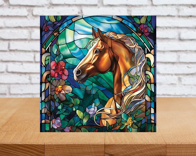 Horse Wall Art, Horse Decorative Wood Art, Horse Sign, Horse Home Decor, Horse Gift, Faux Stained-Glass Art