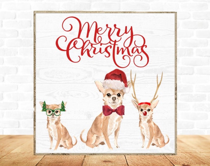 Chihuahua 6" Ceramic Tile, Chihuahua Christmas Decor, Chihuahua Christmas Tile, Chihuahua Gift