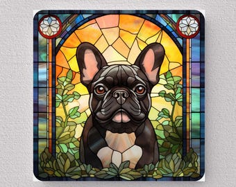 French Bulldog Wall Art, Frenchie Sign, French Bulldog Home Decor, French Bulldog Gift, French Bulldog Art, Faux Stained-Glass Art