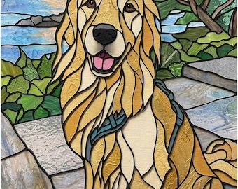 Custom Textured Stained Glass Pet Portrait from Photo, Faux Glass Dog or Cat Portrait, Personalized Pet Memorial Gift, Digital Download