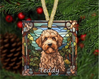 Labradoodle Glass Ornament, Personalized Labradoodle Ornament, Labradoodle Christmas Ornament, Labradoodle Personalized Ornament