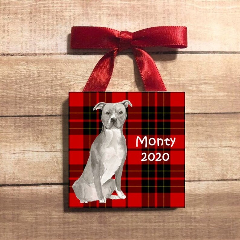 Personalized Pitbull Ornament Pitbull Ornament Gift Pitbull Ornament Personalized Dog Ornament