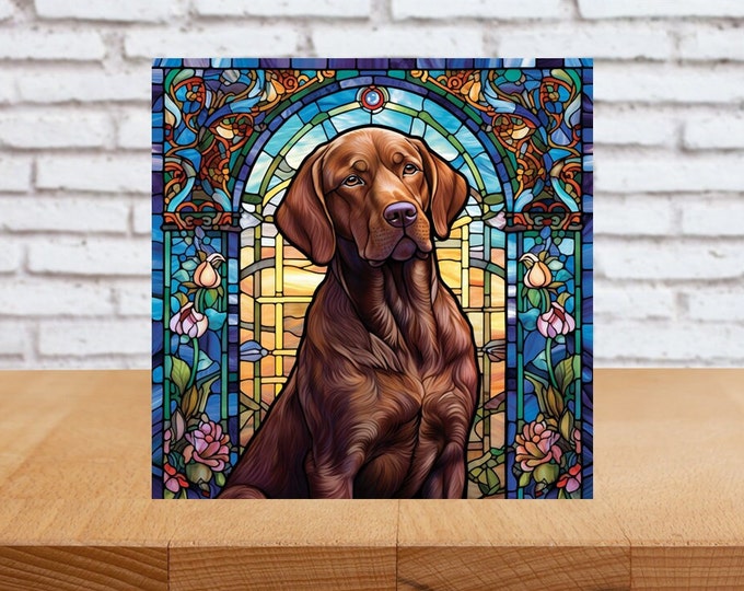 Chocolate Lab Wall Art, Chocolate Lab Wood Sign, Labrador Sign, Chocolate Lab Home Decor, Chocolate Lab Gift, Faux Stained-Glass Dog Art