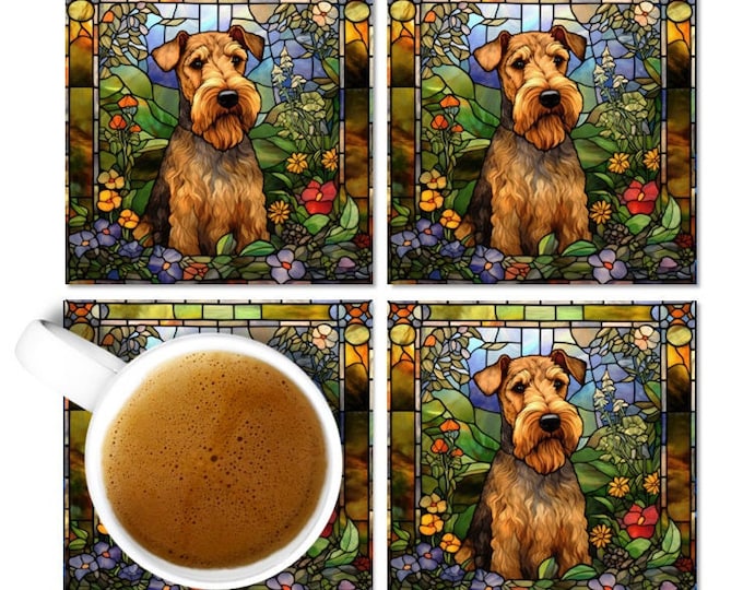 Airedale Terrier Coasters, Airedale Terrier Coaster Gift, Airedale Terrier Drink Coasters, Airedale Terrier Owner Gift