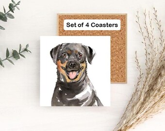 Rottweiler Coasters, Rottweiler Coaster Set, Rottweiler Coaster Gift, Rottweiler Gift Idea