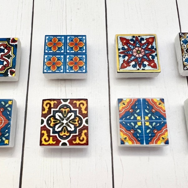 8 Mexican Talavera Tile Marble Magnets, Mexican Talavera Magnets, Mexican Talavera Gift, Talavera Magnets, Mexican Tile Marble Magnets