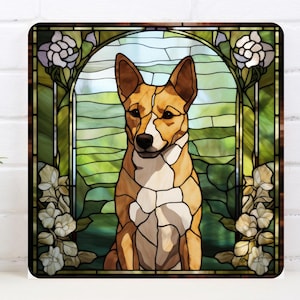 Basenji Wall Art, Basenji Sign, Basenji Home Decor, Basenji Gift, Basenji Art, Faux Stained-Glass Art