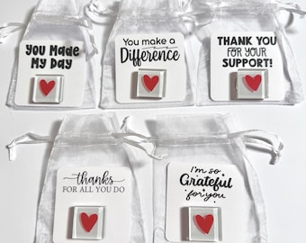 Thank You Heart Magnet Gifts for Teachers & Staff, Appreciation Heart Magnets, Bulk Employee Thank You Gifts