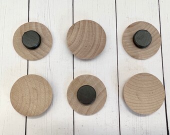 DIY 1.5" Circle Blank Wood Magnets, 6 - 12 Create Your Own Magnets, Wood Round Circle Magnets, Do It Yourself Crafts, DIY Wood Magnet Set,