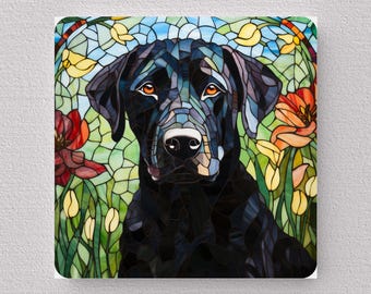 Black Lab Wall Art, Black Lab Sign, Black Lab Home Decor, Black Lab Gift, Black Lab Art, Faux Stained-Glass Art