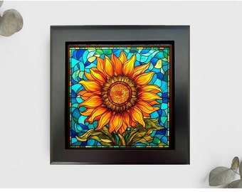 Sunflower Jewelry or Keepsake Box, Sunflower Memory Box, Sunflower Decorative Box, Floral Gift, Sunflower Home Decor
