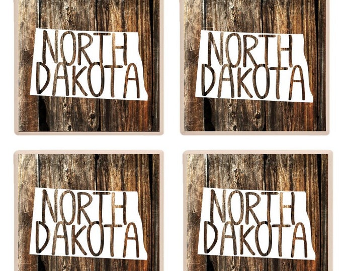 North Dakota Coasters, North Dakota Home Coasters, North Dakota Home Decor, North Dakota Hostess Gift, North Dakota Housewarming