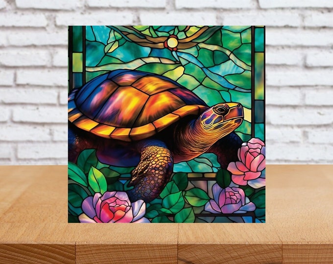Turtle Wall Art, Turtle Decorative Wood Art, Turtle Sign, Turtle Home Decor, Turtle Gift, Turtle Wall Decor, Faux Stained-Glass Art