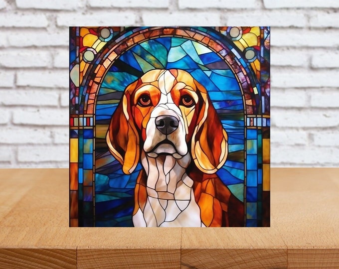 Beagle Wall Art, Beagle Decorative Art, Beagle Sign, Beagle Home Decor, Beagle Gift, Beagle Art, Faux Stained-Glass Beagle Art