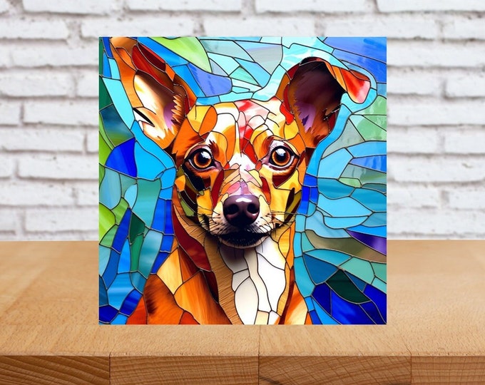 Rat Terrier Wall Art, Rat Terrier Decorative Art, Rat Terrier Sign, Rat Terrier Home Decor, Rat Terrier Gift, Faux Stained-Glass Dog Art