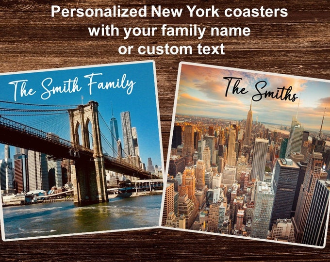 Personalized New York Coasters, Customized New York Coasters, Custom New York Coasters, New York Coasters Personalized, NY Photo Coasters