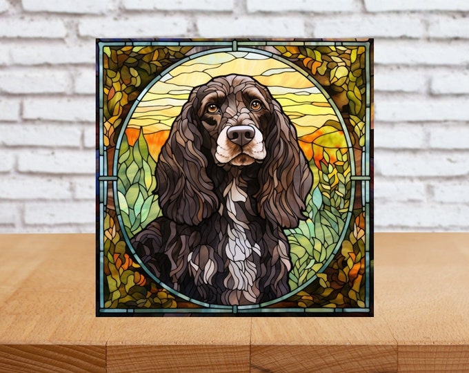 Cocker Spaniel Wall Art, Cocker Spaniel Art, Cocker Spaniel Sign, Cocker Spaniel Decor, Cocker Spaniel Gift, Faux Stained-Glass Dog Art