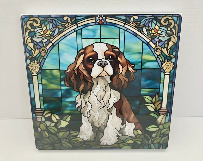 Cavalier King Charles Spaniel Wall Art on Metal and Wood Panel, King Charles Spaniel Decorative Art, Cavalier King Charles Spaniel Decor