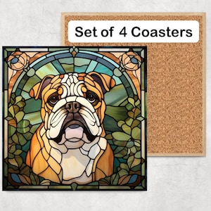 Bulldog Coasters, Bulldog Coaster Set, Bulldog Coaster Gift, Bulldog Drink Coasters, Bulldog Owner Gift