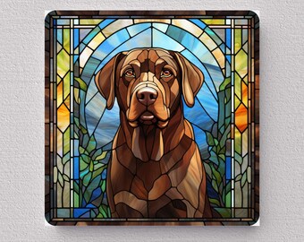 Chocolate Lab Wall Art, Chocolate Lab Sign, Chocolate Lab Home Decor, Chocolate Lab Gift, Chocolate Lab Art, Faux Stained-Glass Art